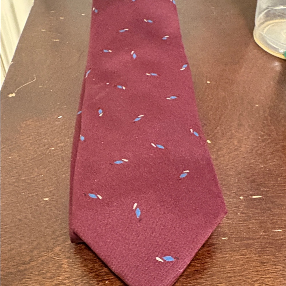 Giorgio Armani Burgundy Silk Tie Italy  with Blue Details